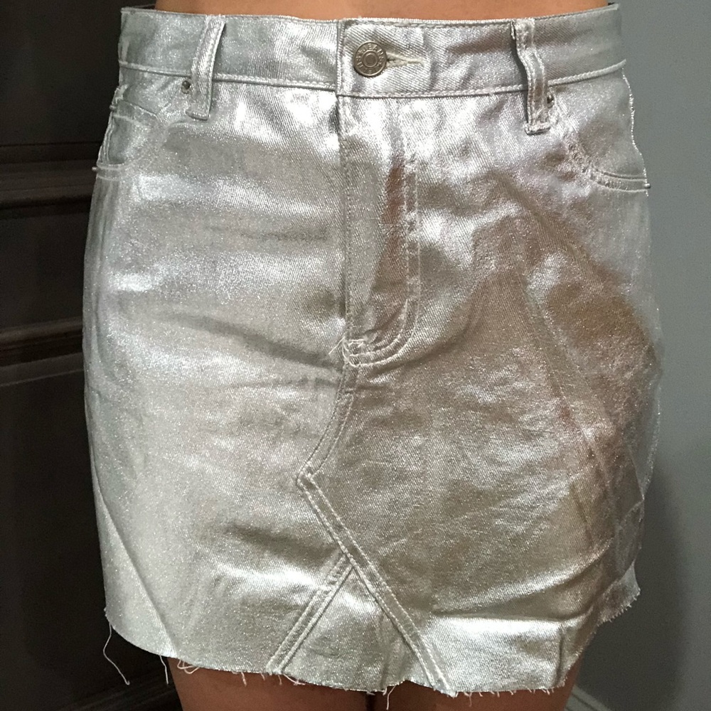 Jean Skirt never worn metallic